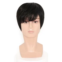 short straight men wigs synthetic natural black heat resistant fake hair for young and middle aged men a variety of styles wig