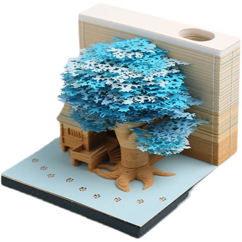 

Omoshiroi Block Tree House 3D Box Memo Pad Custom Notepads Christmas Decoration Supplies Gift Giveaway Craft Paper Sticky Note