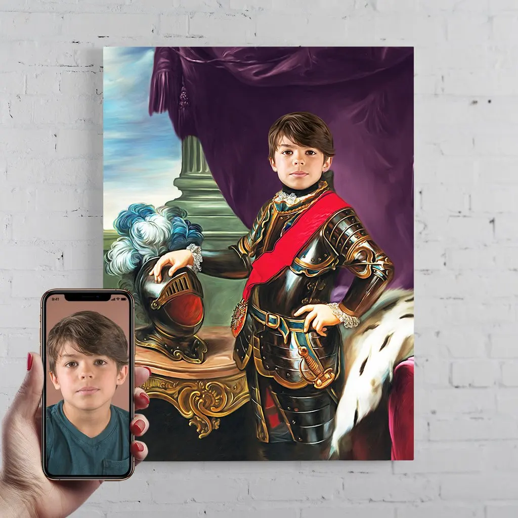 Retrato personalizado para él, carteles de pintura en lienzo, niño real, niña, niños y adolescentes, príncipe Princesa, regalo único, Art Deco para el hogar