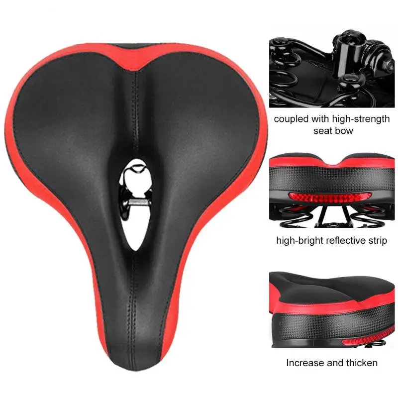 

Reflective Shock Absorbing Mountain Bike Saddle Bicycle Accessories Seat Cushion Soft Thickening Widening Cushion For Cycling