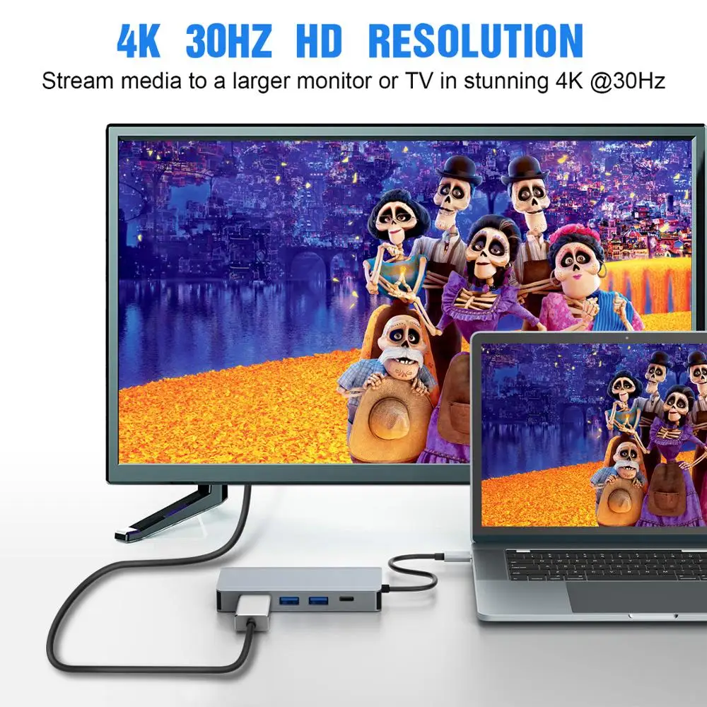 USB-C Thunderbolt 3 концентратор usb3.1 Тип C на HDMI 4 к 30 гц VGA SB3.0 док-станция USB PD 5in1 док-адаптер
