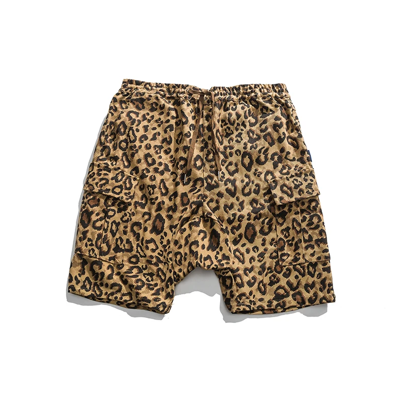 

Summer Men's Loose Casual Leopard Knee Length Cross-pant Shorts