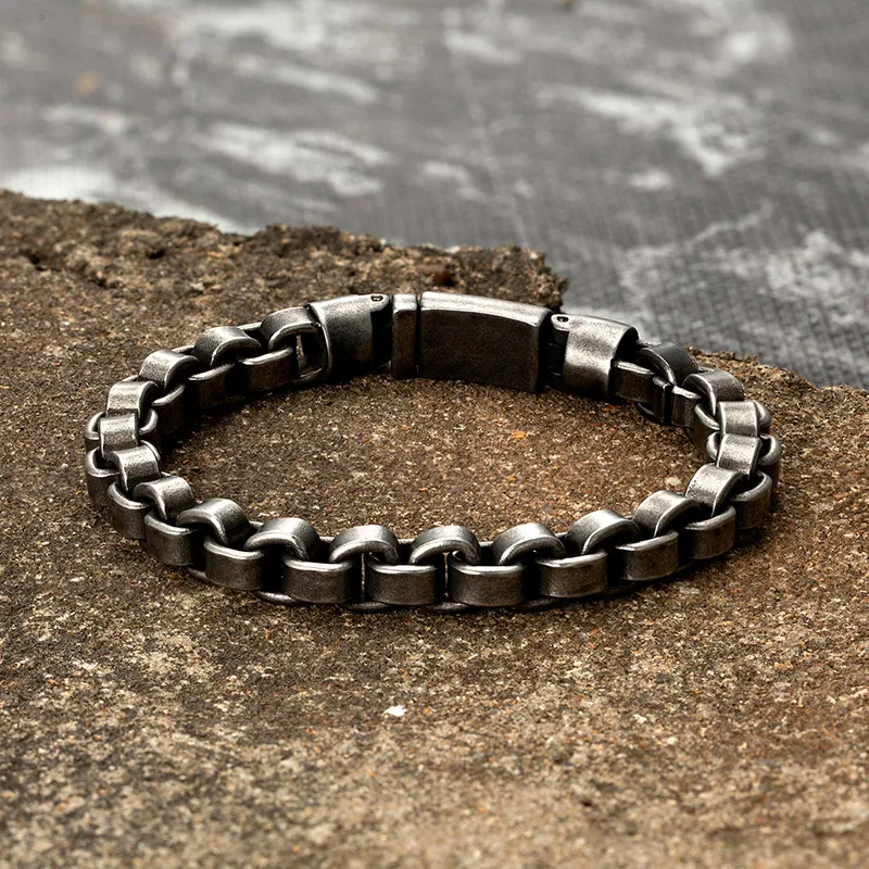 Stainless Steel Black Vintage Chain Men Bracelet Punk Hand Accessories Rock Fashion Wristband Jewelry Wholesale Boyfriends Gifts