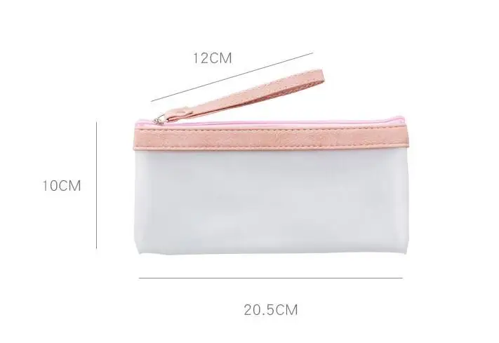 

1pc Translucent PU Pencil Box New Simple Portable Pencil Holder Stationery Storage Organizer Bag School Office Supply