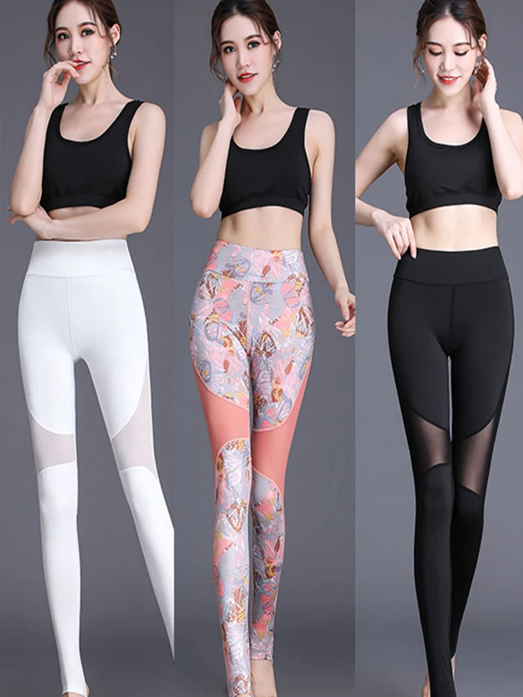 

2021 New High Elasticity Printed Yoga Pants High Waist Step On Tight Sports Sport Femme Leggings Fit For Running Fitness