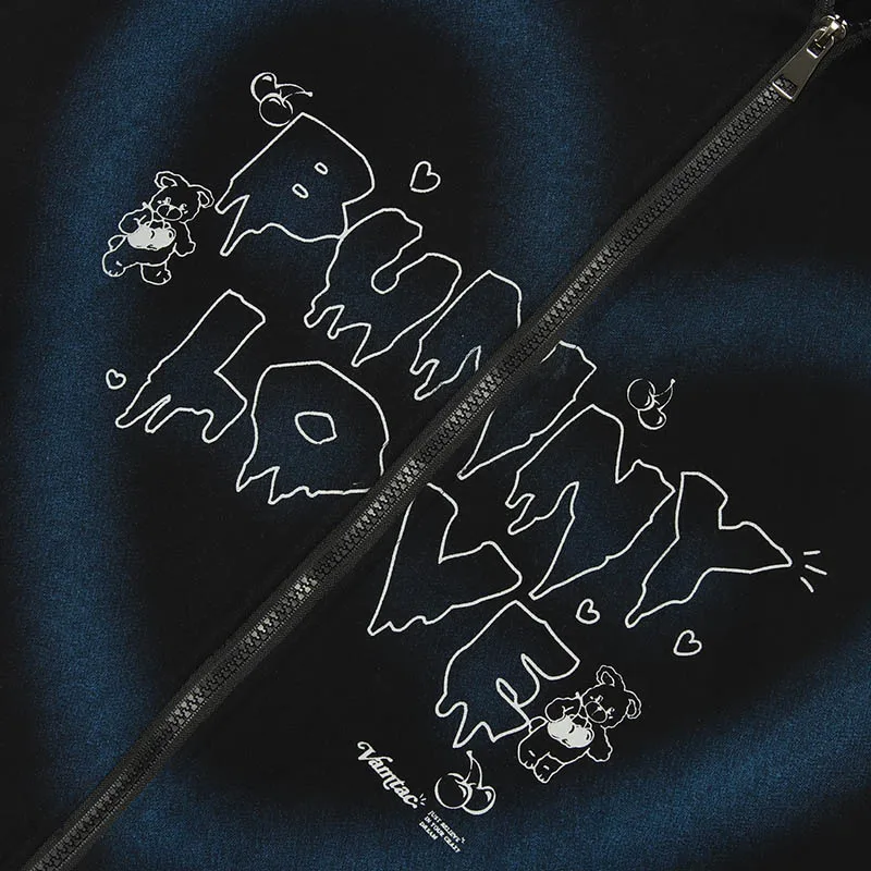 

Hip Hop Streetwear Hooded Jacket 2021 Men Graffiti Heart Letter Bear Print Jacket Coat Autumn Harajuku Cotton Jacket Outwear