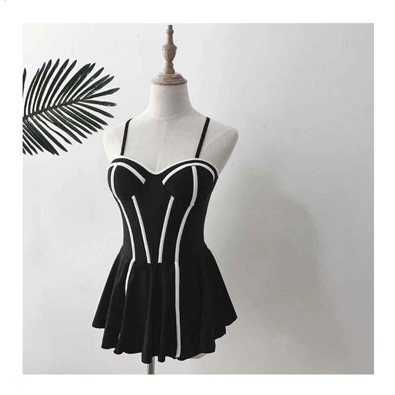 Swimsuit Female Fused Swimwear 2020 One Piece Plus Size Women Backless Underwire Bracket Skirt Pants Solid Polyester Sierra | Спорт и