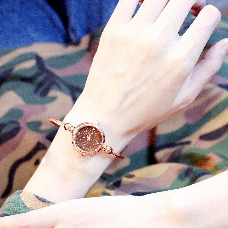 rose gold brown МОДНЫЕ ЖЕНСКИЕ НАРЯДНЫЕ часы Роскошные женские наручные часы повседневные женские звездное небо кварцевые часы-браслет Relogios Femininos - Цвет: rose gold brown