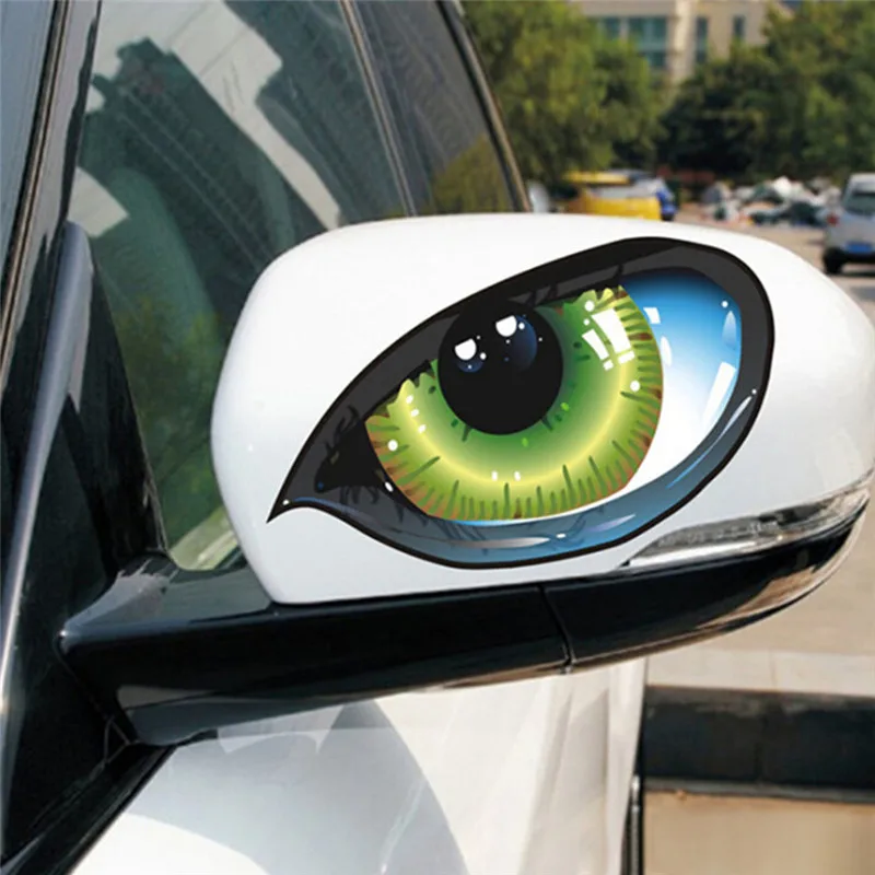 

1X Cat Eyes Car Stickers Green Evil Window Mirror Decal 3D Mysterious cool PET Stickers Rearview mirror decoration