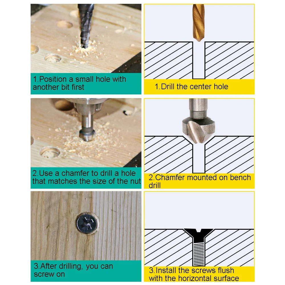 

Round shank Flute 90 Degree Chamfer Chamfering Cutter End Mill Tool Countersink Drill Bit Counter Drill Bit Set Chamfering