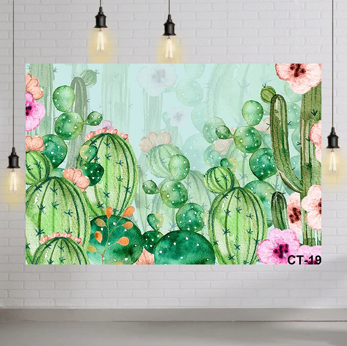 

Cactus Photography Background Mexican Watercolor Flowers Floral Backdrop Newborn Child Portrait Decoration Props Studio