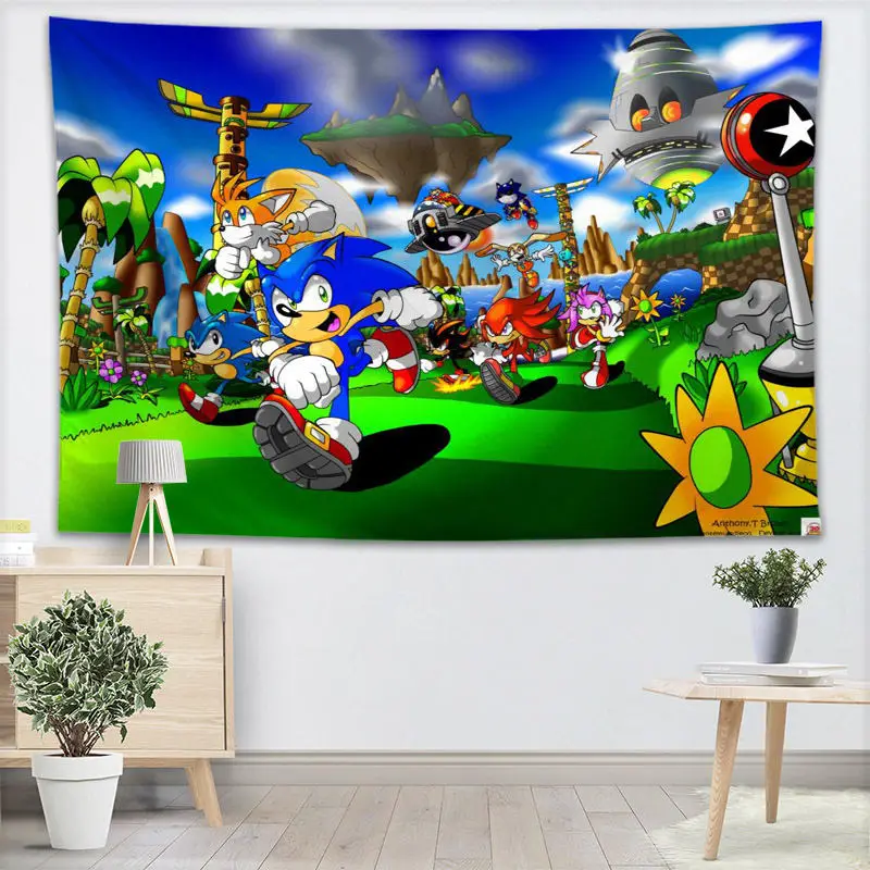 Sonic The Hedgehog гобелен настенный Декор для домашней вечеринки на день рождения украшения тканевые гобелены палатка туристический спальный коврик - Цвет: 22