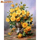 Картина RUOPOTY по номерам сделай сам, Настенная картина с желтыми цветами, современный холст, уникальный подарок для украшения комнаты 4050