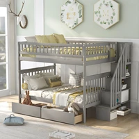 2 people full over full bunk bed with two drawers and staircase functional teenage bunk bed loft bed child bedroom furniture