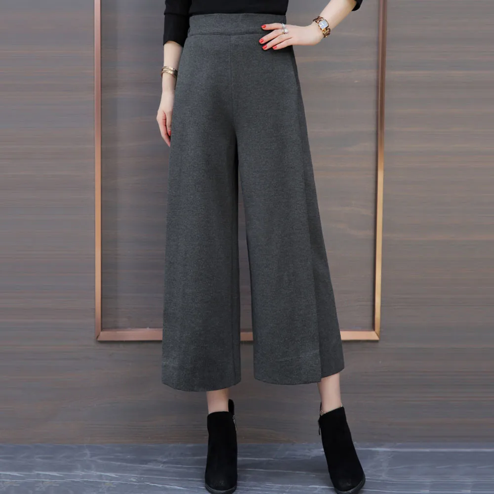 Elegant Casual Women High Waist Loose Wide Legs Pants Office Lady Trousers Fashion Solid Gray Female Japanese Korean Spring New | Женская