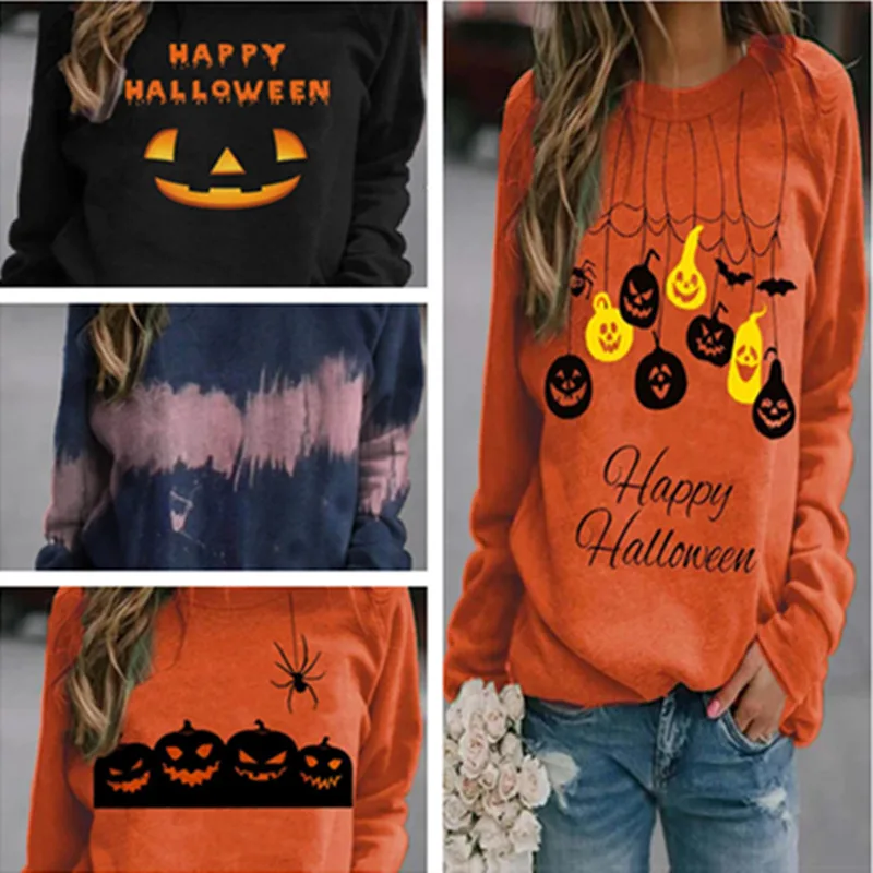 

halloween costumes for women adult Round neck Long sleeve ghost printing Oversized Sweatshirt women anime streetwear women