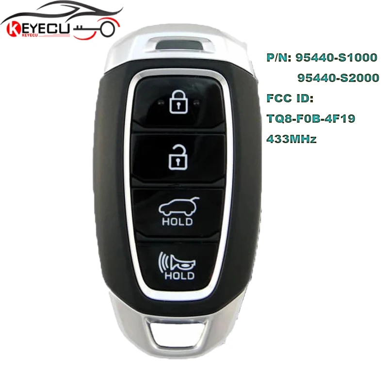 

KEYECU 95440-S1000 , 95440-S2000 Smart Keyless 4B Remote Key Fob for Hyundai Santa Fe 2019 2020 433MHz FCCID: TQ8-FOB-4F19