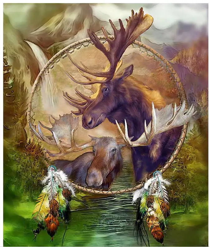 Алмазная живопись с Ловец снов пейзаж олень алмазная вышивка | Дом и сад
