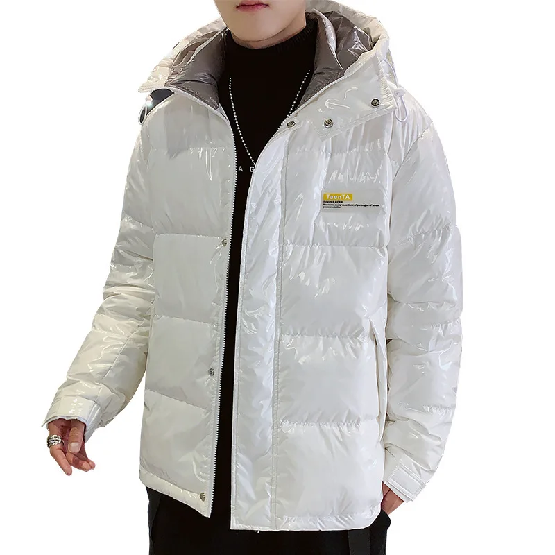 

down Winter jacket men's medium length Plush thickening youth slim and handsome white duck down coat hooded men's wear
