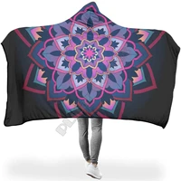 psychedelic flowers hooded blanket adult colorful child sherpa fleece wearable blanket microfiber bedding drop shipping 04