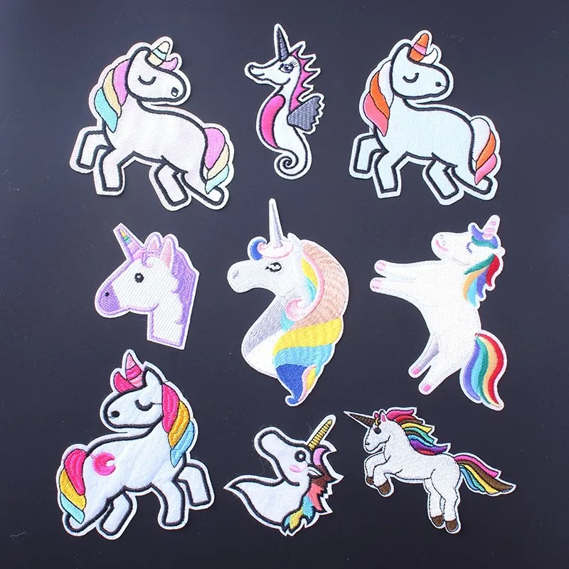 9 шт./лот нашивки с надписью Радуга Единорог для одежды термоклейкие на одежду