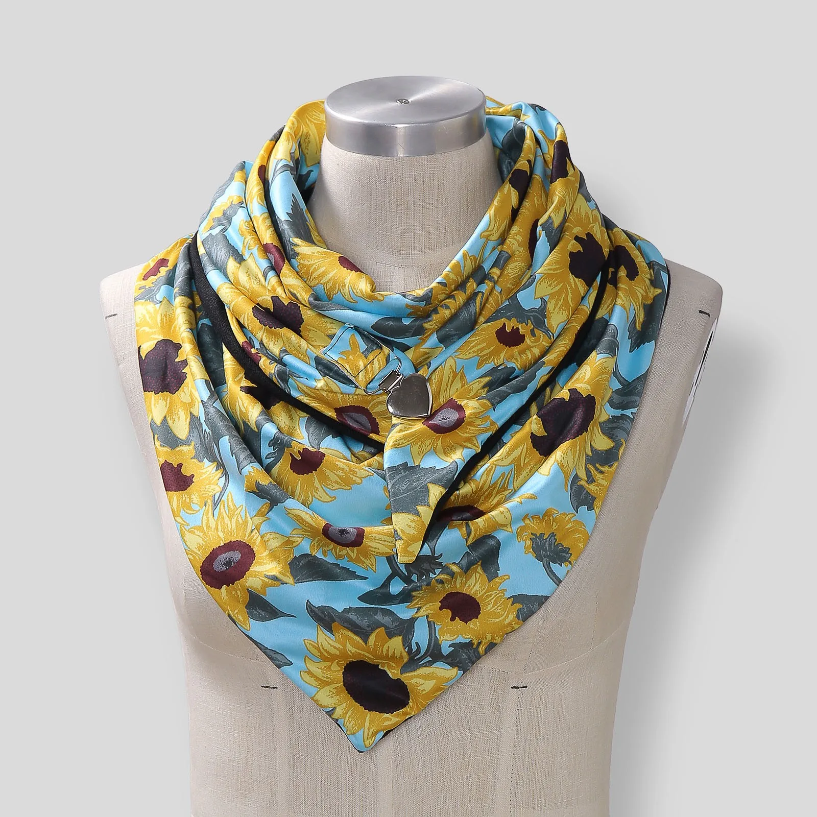 

Шарф женский, двухслойный, защита от холода, с принтом в виде цветка вишни и звезд, A30, зима Подсолнух, маргаритки