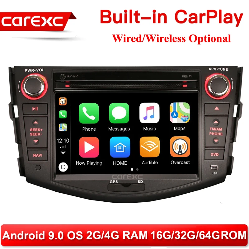 CarExc Android 9 0 Автомобильный мультимедийный плеер с CarPlay для Toyota RAV4 2006 2007 2008 2009 2012 со