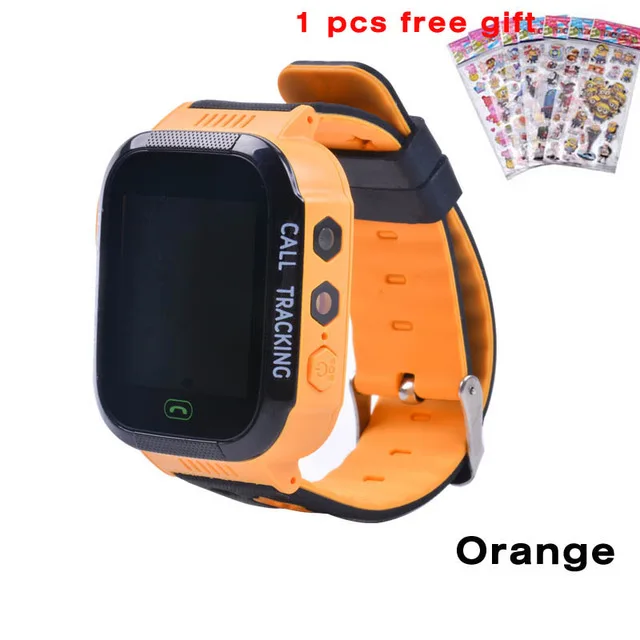 orange with sticker Q02 Детские умные часы с камерой и подсветкой, Детские часы с сенсорным экраном, SOS Вызов, LBS, отслеживание местоположения, Детские умные часы - Цвет: orange with sticker
