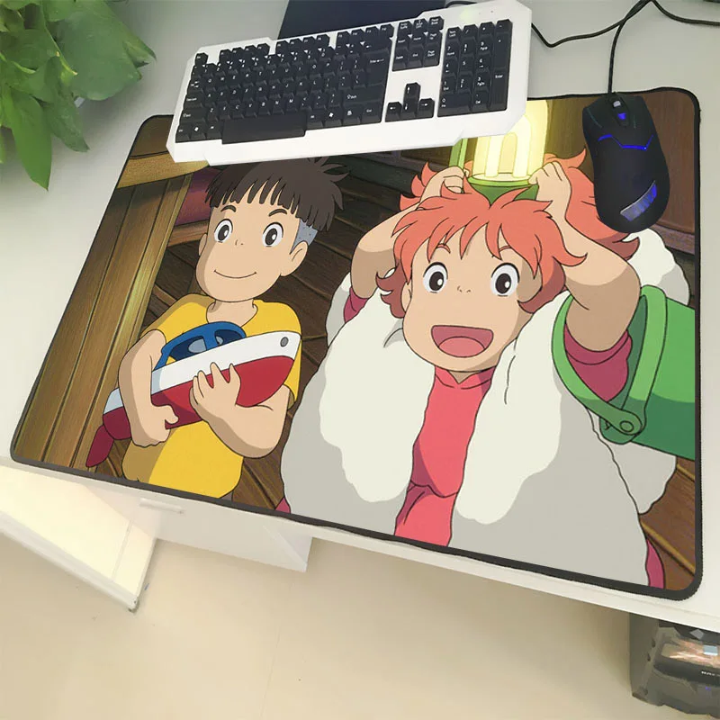 XGZ мультяшный коврик для мыши большого размера с блокировкой сбоку аниме Поньо на
