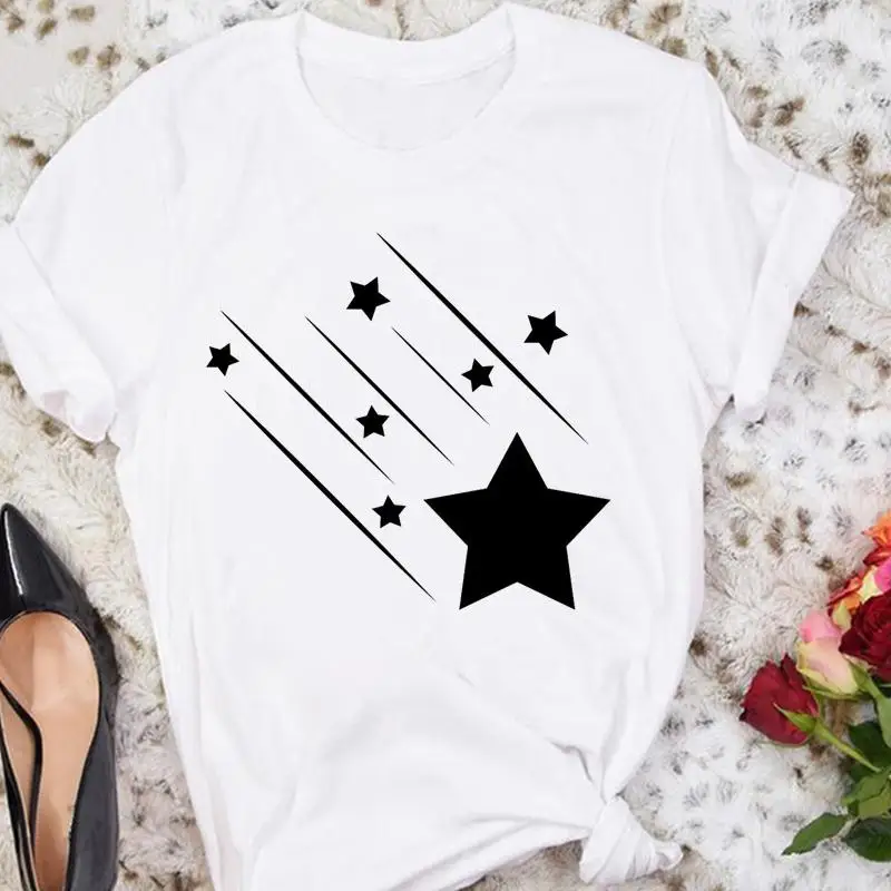 

Women Star Cartoon Short Sleeve Casual Dream New Cute Summer Female Tshirts Fashion Clothes Graphic T Top Lady Print Tee T-Shirt