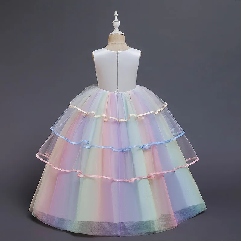 best baby dresses Christmas Girl Unicorn Rainbow Long Dress Flower Girl Wedding Party Princess Dress Lucky Baby Girls Birthday Dress Set 3-12 Year baby girl skirt