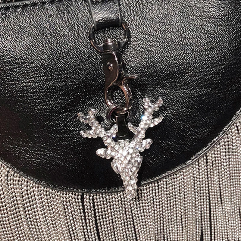 Женские сумки с кристаллами и оленями черные красные роскошные кисточками