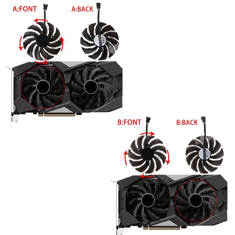 Вентилятор охлаждения PLD09210S12HH по часовой стрелке/против стрелки для GTX 1050