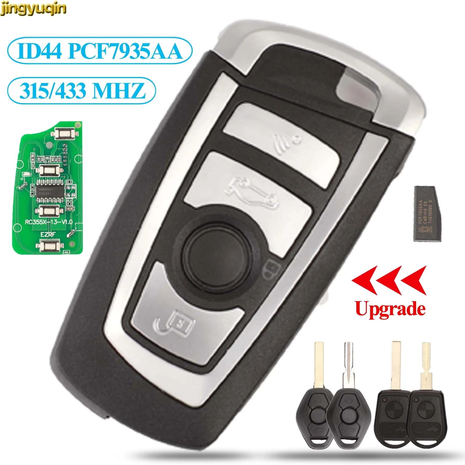 

jingyuqin EWS Flip Remote Key 315MHz/433MHz PCF7935AA ID44 Chip Refit for BMW E38 E39 E46 M5 X3 X5 Z3 Z4 HU58 HU92 4 Button