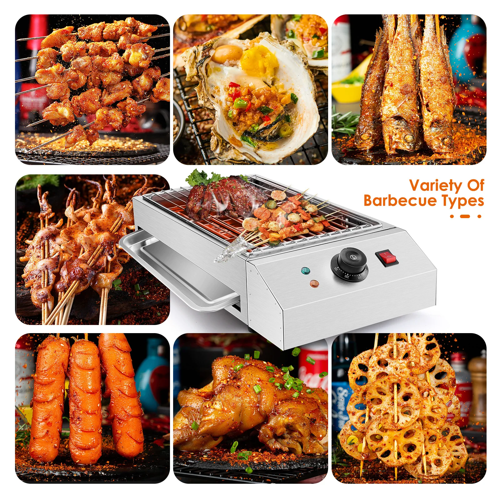 Pаспродажа Портативный Электрический гриль из нержавеющей стали бездымный гриль для барбекю для дома и улицы Регулируемая температура столешница бар...