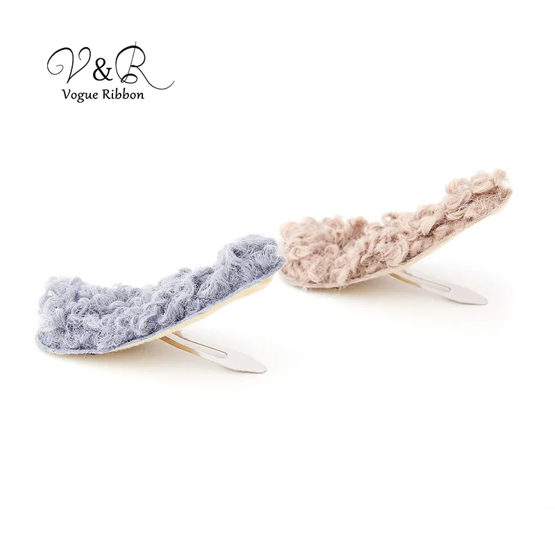 Осень/зима милая серая заколка для волос из овечьей шерсти BB труба аксессуары