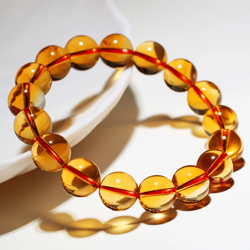 

Natural Brazil Citrine Bracelet Citrofortunella Microcarpa Wijnands Yellow Crystal Violence Yellow Clear Transparent Hand String