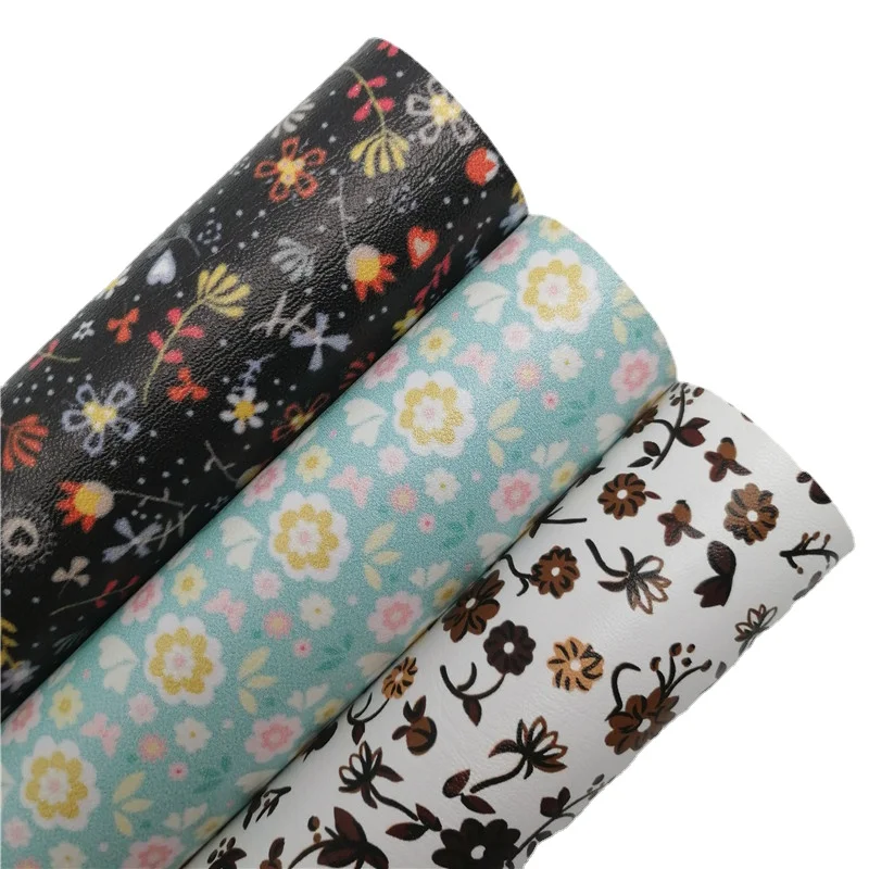Искусственная кожа с цветочным принтом виниловая ткань листы фетровая подложка