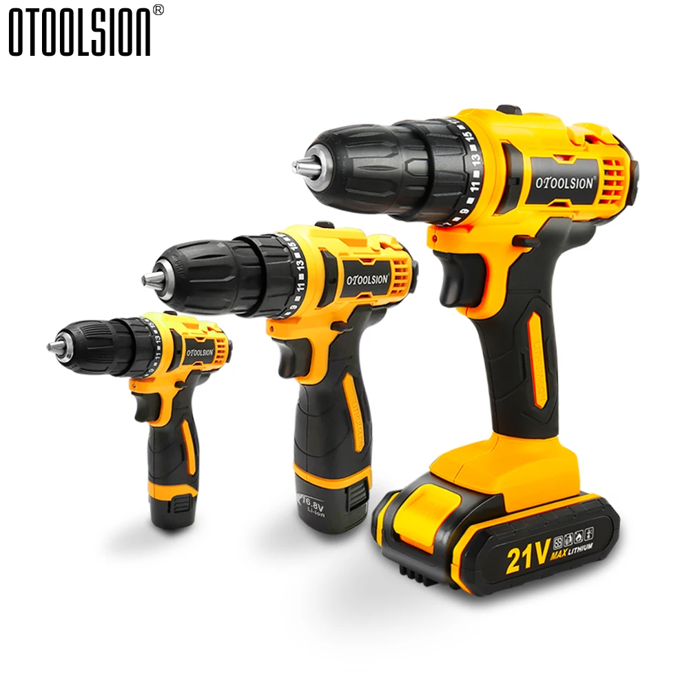 

OTOOLSION 21V 16.8V 12V Cordless Drill 1500mAh Rechargeable Lithium Battery Power Tools Electric Screwdriver For Woodworking