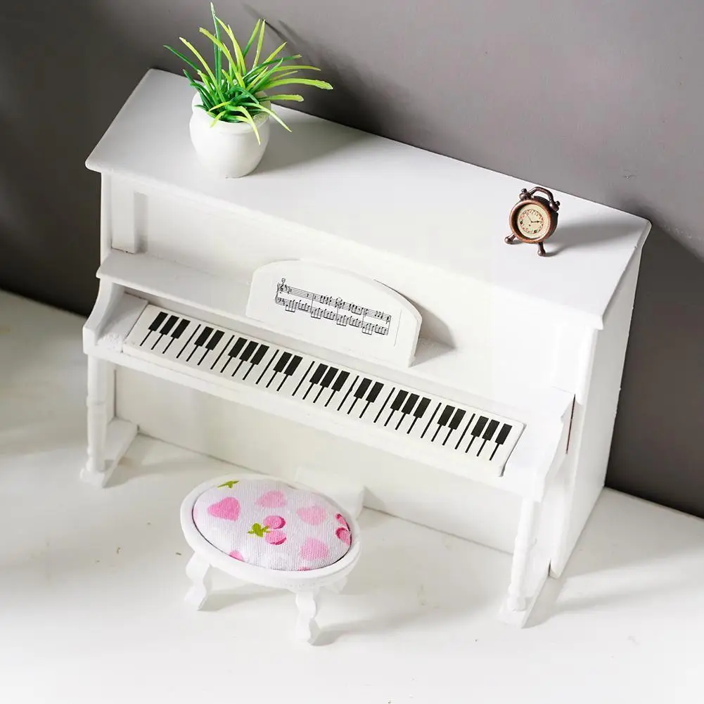 

1:12 миниатюрный кукольный домик, имитация вертикальных игрушек и скамейки, пианино, детская деревянная мини-модель T4H4