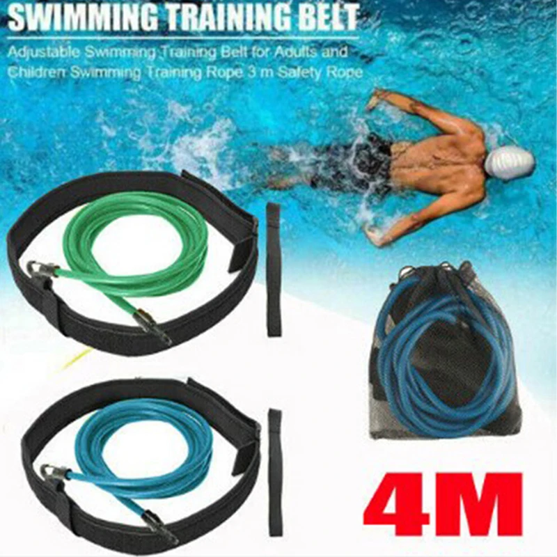 

4m Adjustable Swim Training Resistance Elastic Belt Swimming Exerciser Safety Swimming Belt Swim Tether Elastic Rope Band