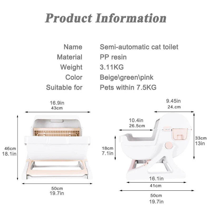 Полуавтоматический кошачий Туалет для домашних животных лоток кошачьего