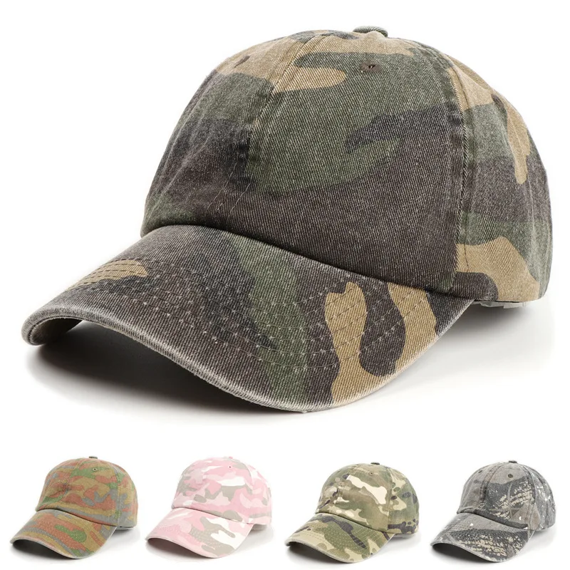 

New Baseball Cap Cotton Washed Denim Camouflage Curved Brim Spring and Summer Men's and Women's Fashion Outdoor Leisure Sun cap