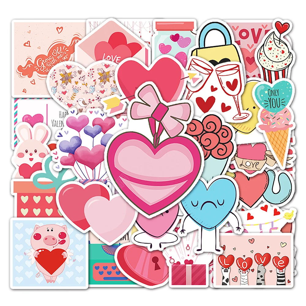 

10/30/50PCS Sweet Valentine's Day Personality Cartoon DIY Creative Sticker Scooter Luggage Notebook Stationery Sticker Wholesale