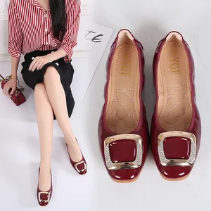 Women's Roll Shoes Women's Pointed Shoes Metal Buckle Shoes Women's Soft Bottom Flat Shoes Women Shoes Flat Womens Flats