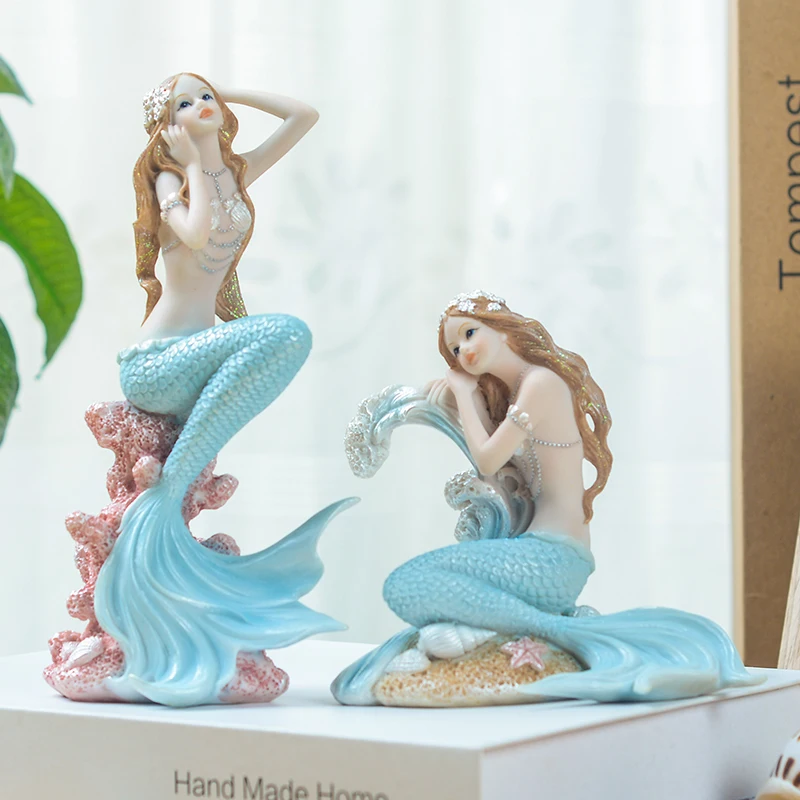 Mermaid Aquarium Princess Nordic Home Decoration Accessories Fairy Garden Miniatures Miniature Figurines blue sea | Дом и сад