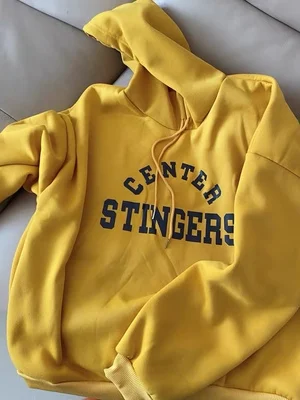 

Fleece Velvet Hoodie Women Casual Hooded Winter Sweatshirt Blue Yellow Letters Printed Loose Sweatshirt Thick Fashion Clothes