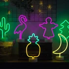 декор комнаты Радужный светодиодный неоновый светильник, праздничное украшение для рождевечерние НКИ, свадьбы, детской комнаты, домашний декор, неоновая лампа с фламинго, луной, единорогом