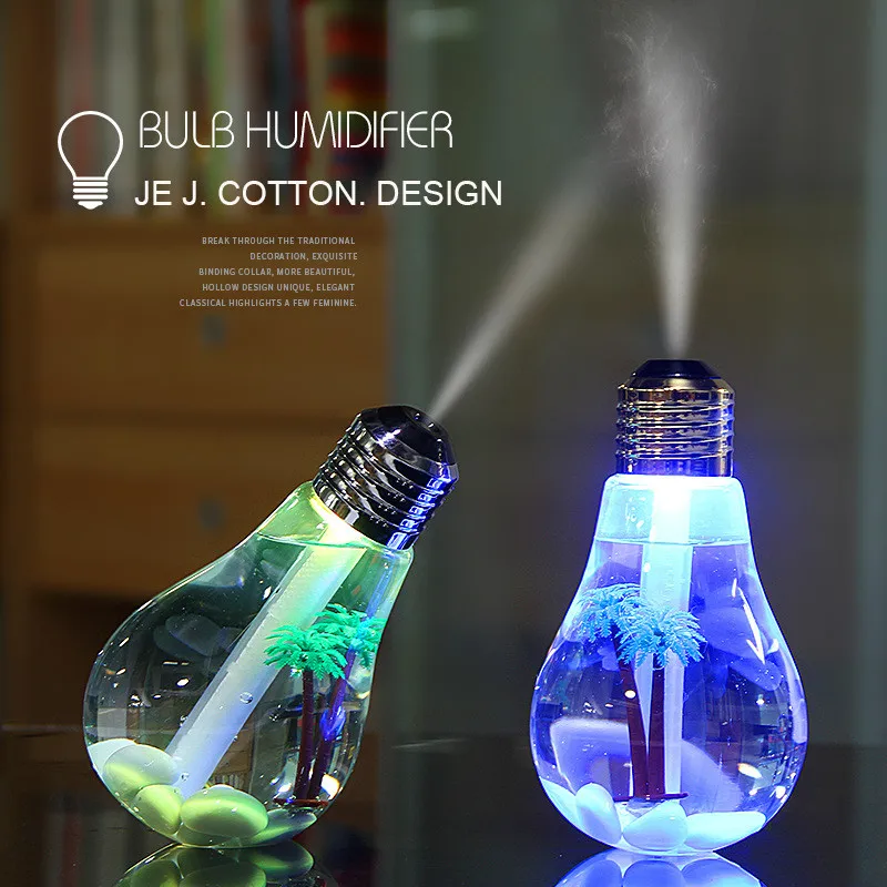 

Colorful Light bulb Humidifier Air Ultrasonic USB 400ML Essential Oil Diffuser Atomizer Freshener Mist Maker For Home Office