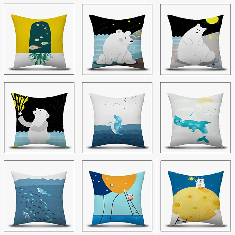 С рисунком дельфина чехол для подушки из полиэстера красочные морской